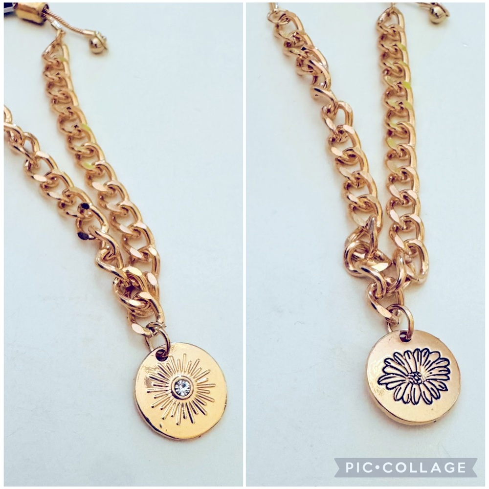 April Birthstone and Flower Charm on a Curb Chain
Slider Bracelet - Gold